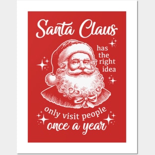 Funny Vintage Christmas - Santa Has The Right Idea Posters and Art